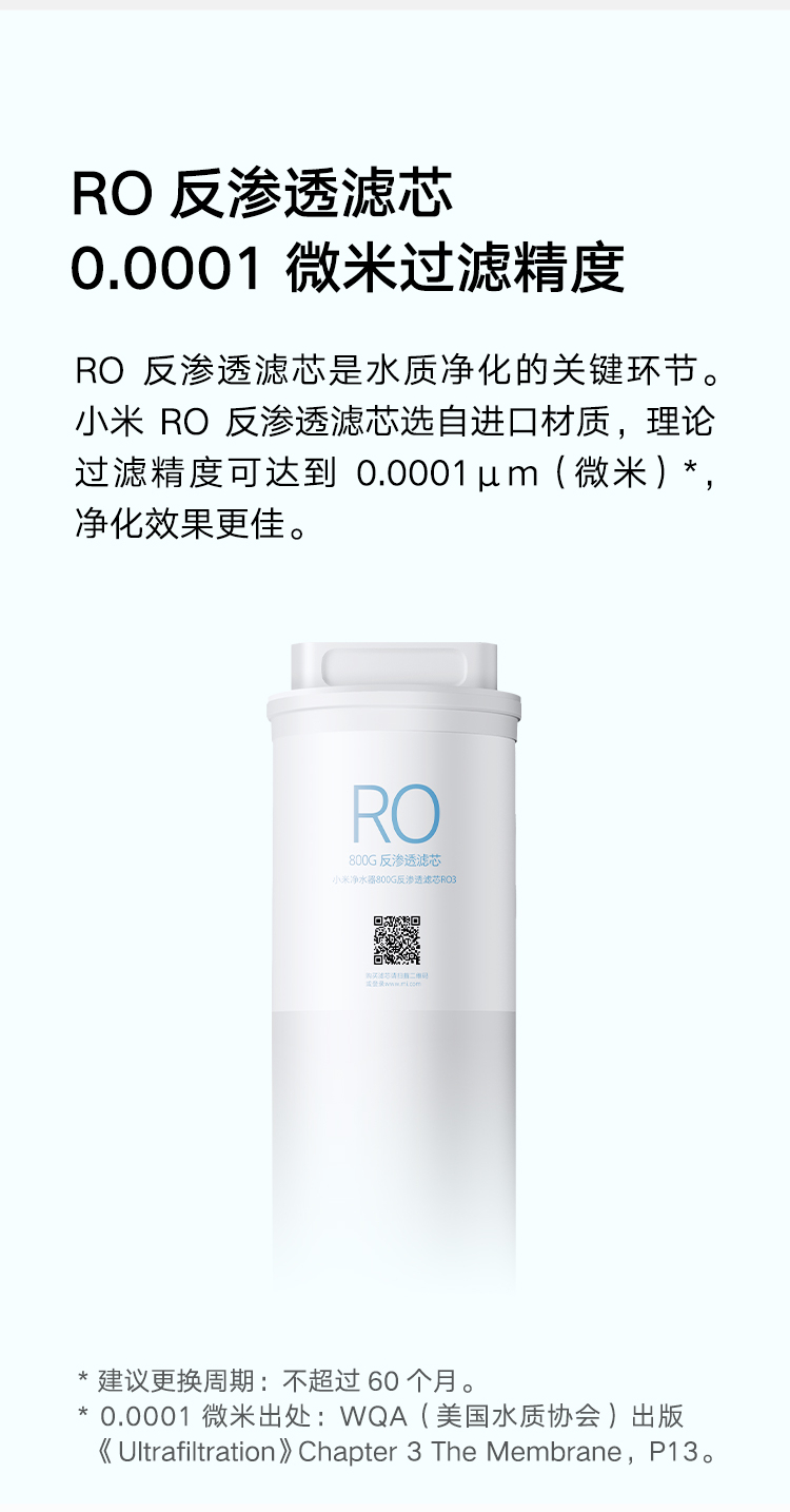 小米净水器家用净水机1200gro400g反渗透滤芯1200g滤芯ro400g