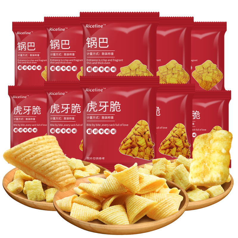 ricefine海底小零食锅巴米立方虎牙妙脆角尖角脆酱汁牛肉味同款捞35包