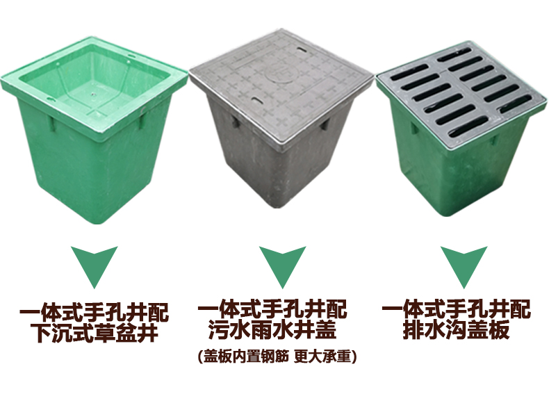 复合树脂一体式穿线井路灯弱电污水电力井盖方形检查成品手孔井红色