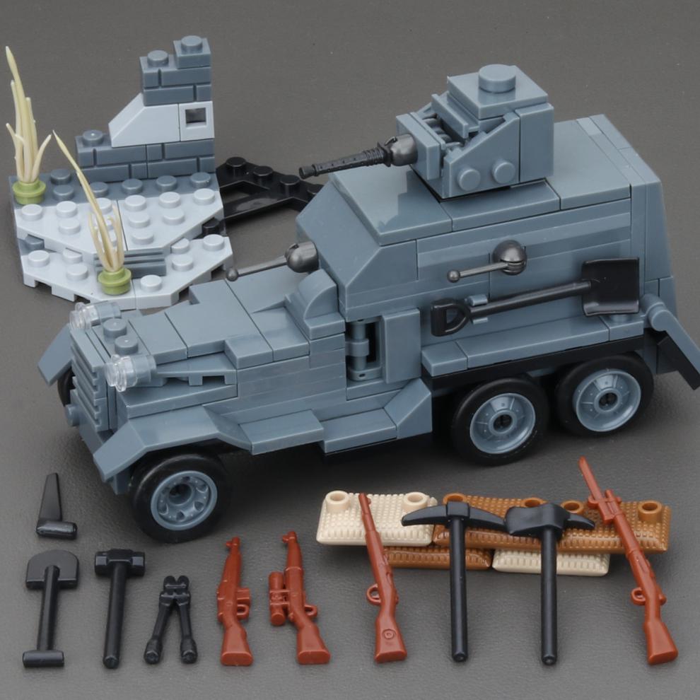兼容乐高军事人仔积木八路军德军装甲车士兵卡车小人拼装模型玩具男孩