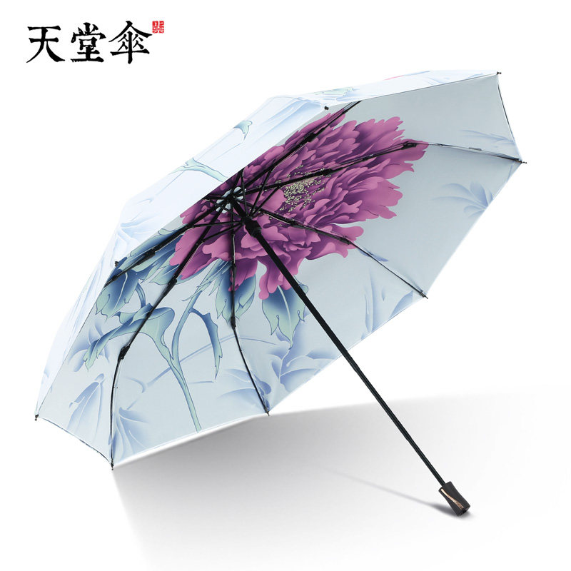 天堂伞太阳伞防晒防紫外线双层中国风折叠晴雨伞两用加厚遮阳伞女 4