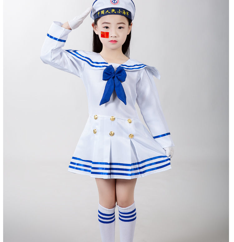 诗迪仕新款儿童小海军水手演出服男女水兵表演服夏令营运动会合唱服男