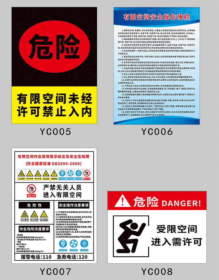 定制有限空间安全告知牌进入需许可作业安全标识警示牌禁止入内标识