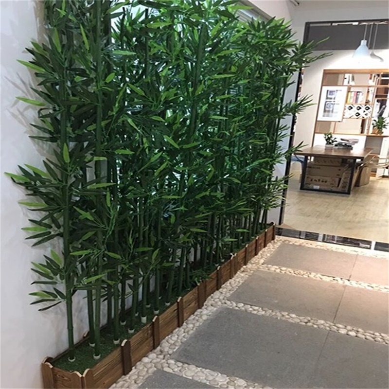 装饰假竹子隔断室内装饰盆栽室外造景摆件仿真绿植物屏风1米长木底座