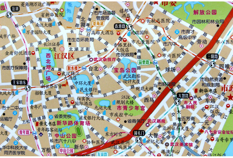 2020武汉市城区图中心城区版武汉市地图挂图主城区挂图武汉市交通地标