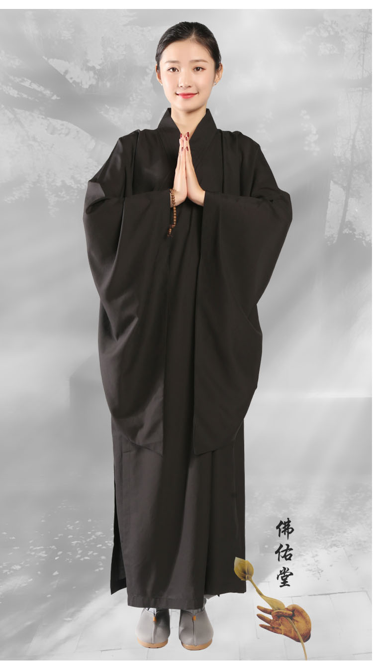 舒裟海青居士服女款佛教法会和尚僧服僧衣海清衣服佛衣袈裟咖啡色2021