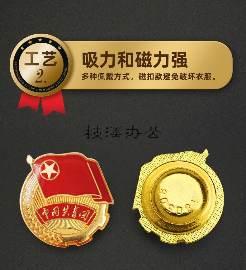 磁扣胸针款共青团徽团员纪念证徽章混搭款每件为5枚磁扣2别针2胸针1