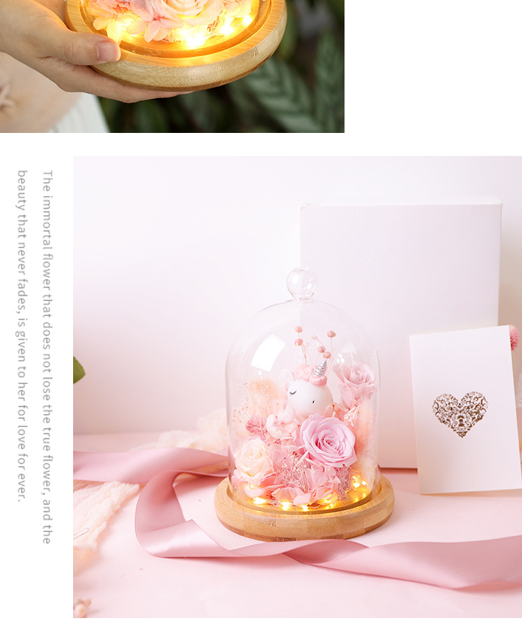 520情人节永生花成品玫瑰花亚克力礼盒生日永生花摩天轮 bx279a0
