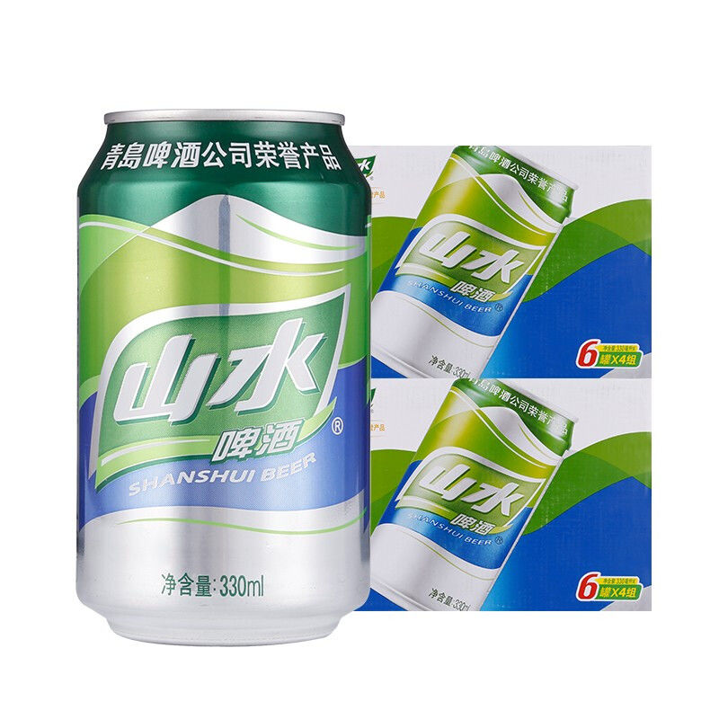 山水啤酒整箱山水8度330ml24罐整箱易拉罐装应急储备食品