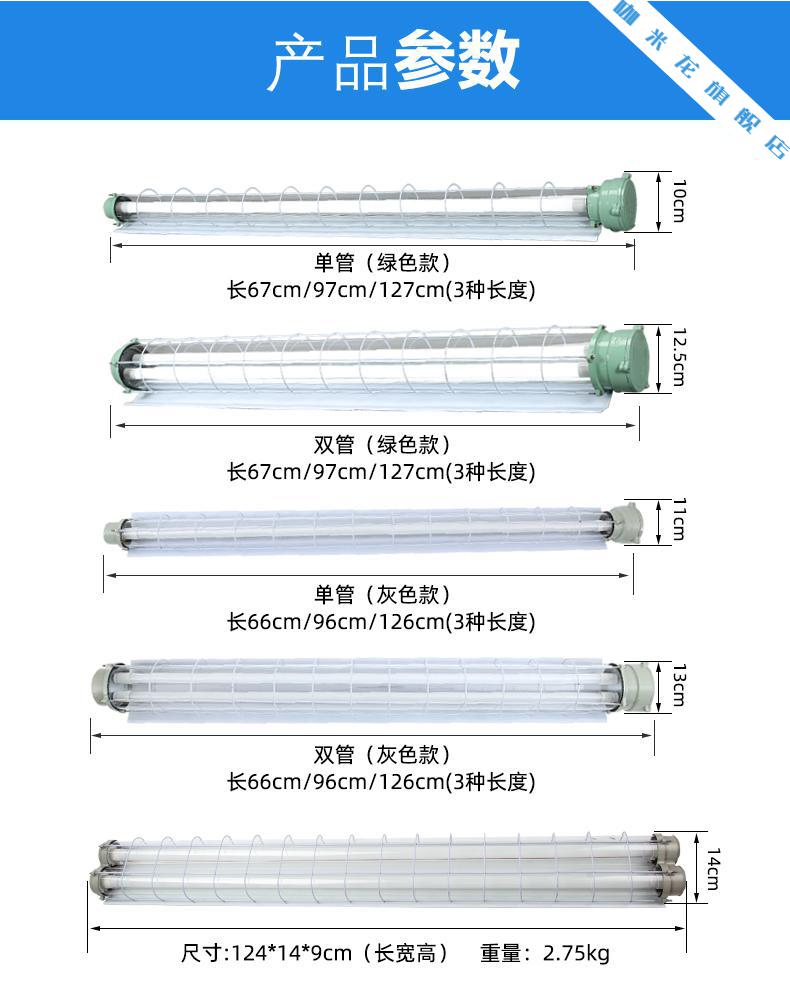 国标led防爆灯隔爆型荧光灯t8日光灯长单管双管防潮灯