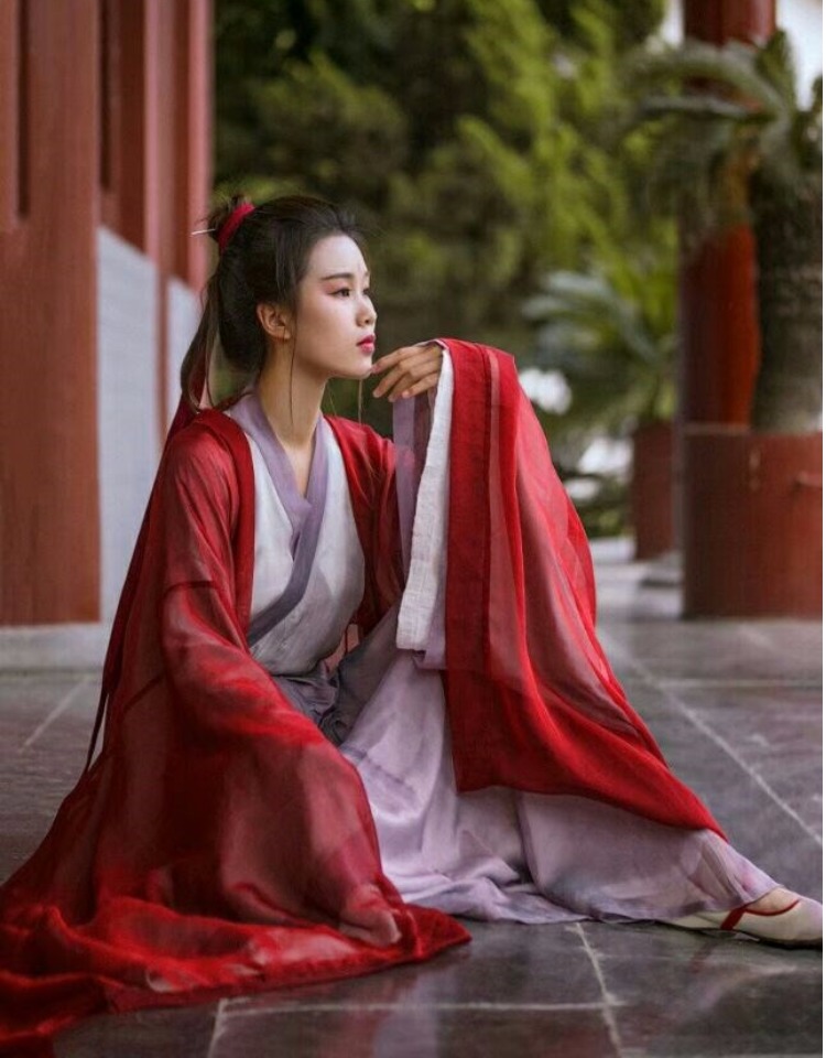 侠客古风红颜传统汉服女魏晋风红色齐腰襦裙广袖古装中国风超仙 套装