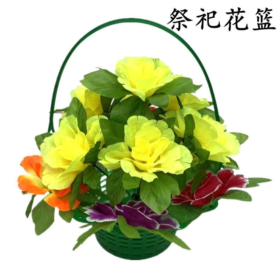怀桑清明节祭祀用品墓碑花清明节扫墓花仿真菊花拉花上坟祭祖绢花手