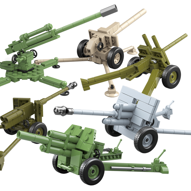 乐·高(lego)拼装积木二战苏军榴弹炮反坦克炮战车模型小颗粒积木