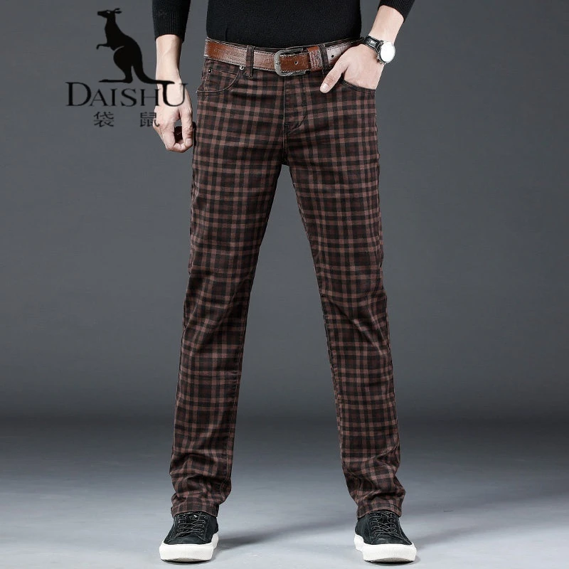 mens cotton plaid pants