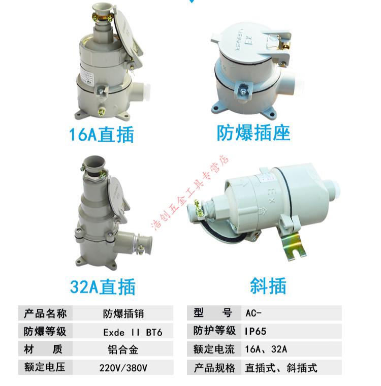 插销16a32a铝合金防爆插头插座三芯四芯五芯工业插座ac32380v四芯直插
