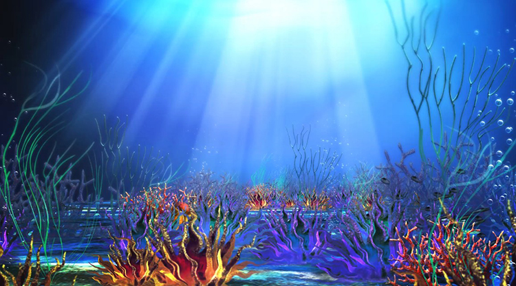 海洋婚礼唯美海底世界光线鱼群海草水母led大屏幕背景