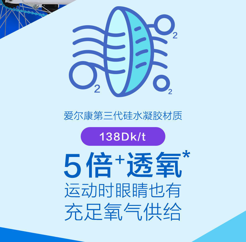 520爱尔康舒适氧水活泉月抛6片2盒视康隐形透明硅水凝胶舒服水活泉