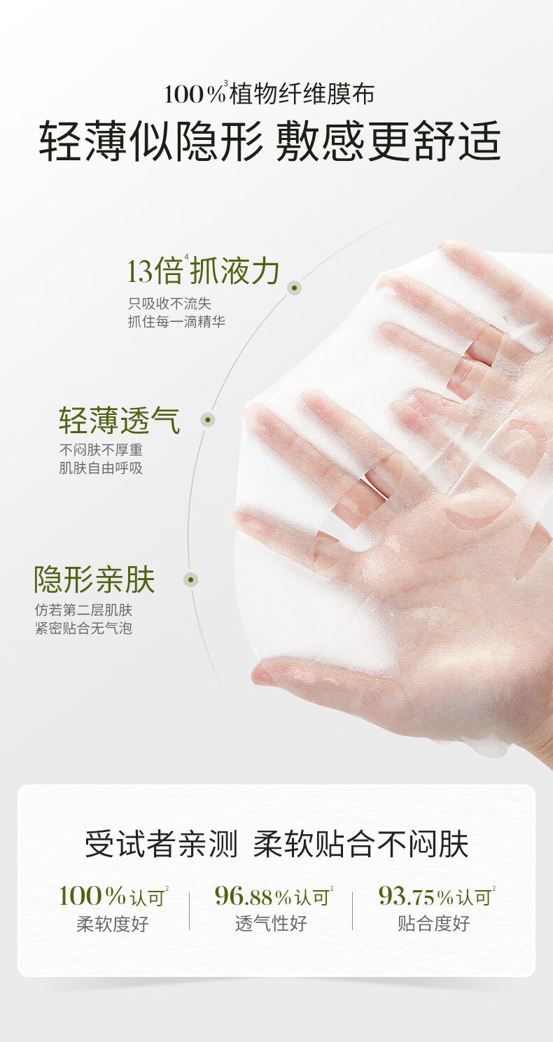 溪木源油橄榄舒润焕活面膜植物精华舒缓脆弱肌补水保湿面膜女男护肤品 1片