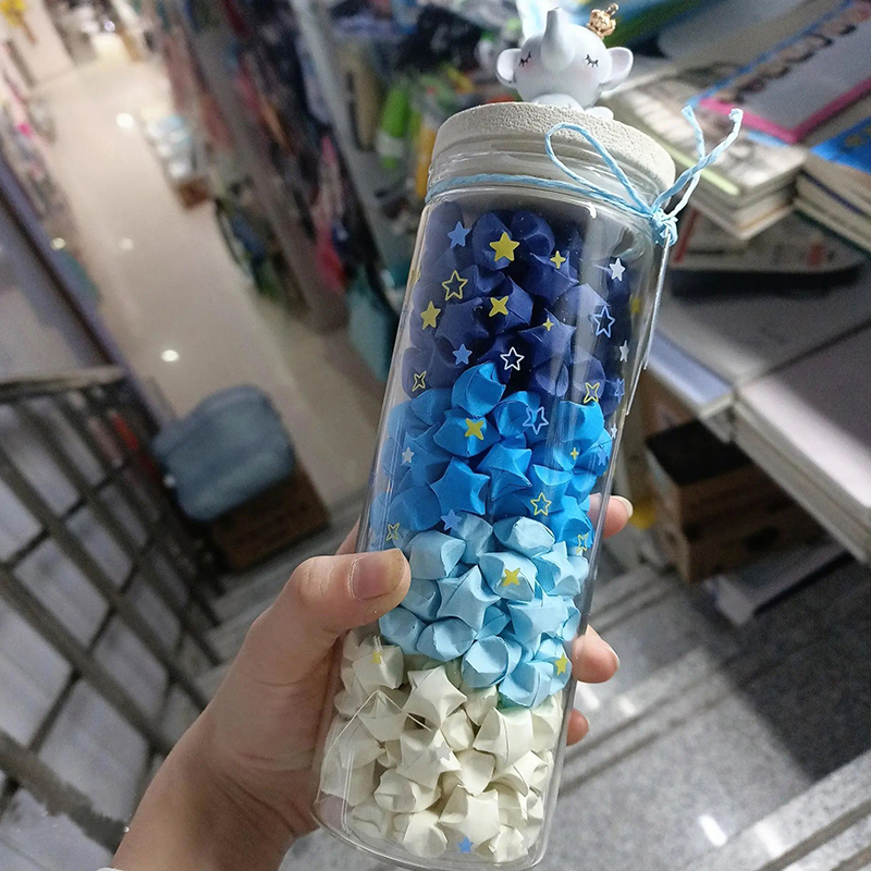 妙之锦星星折纸叠幸运星彩色渐变纸条diy小五角星材料纸许愿瓶折星星
