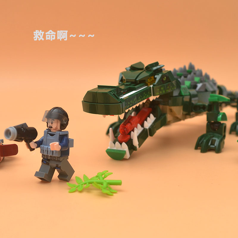 乐高lego小米布鲁可帝鳄鳄鱼拼装积木兼容动物小颗粒组装男孩玩具