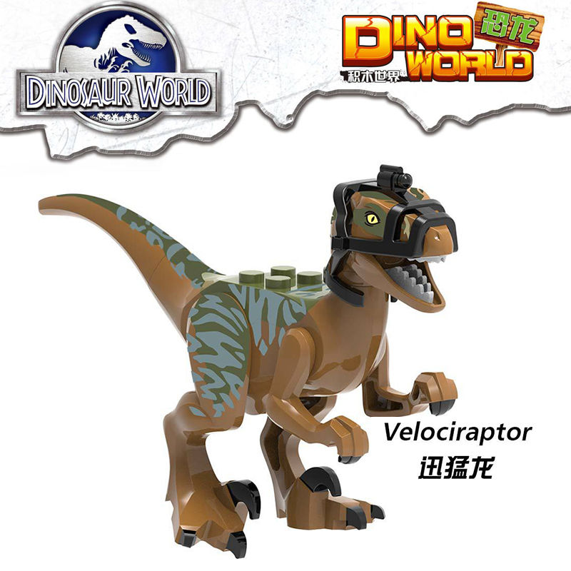 迅猛龙乐高侏罗纪世界双脊龙迅猛龙无齿翼龙拼装积木恐龙动物玩具x
