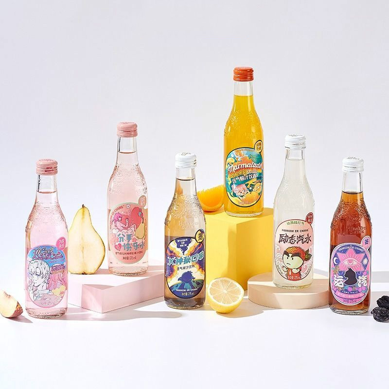 4瓶装汽水荔枝水蜜桃橙汁含果汁网红碳酸饮料整箱气泡