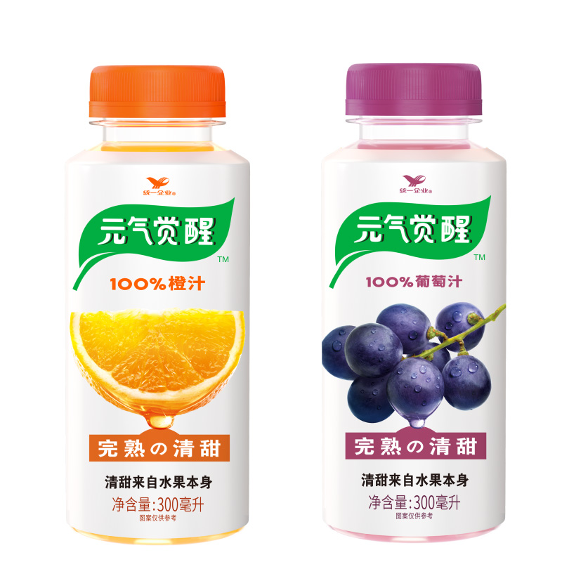 统一元气觉醒橙汁葡萄汁果汁饮料300ml*12瓶整箱装 元气觉醒葡萄汁*12