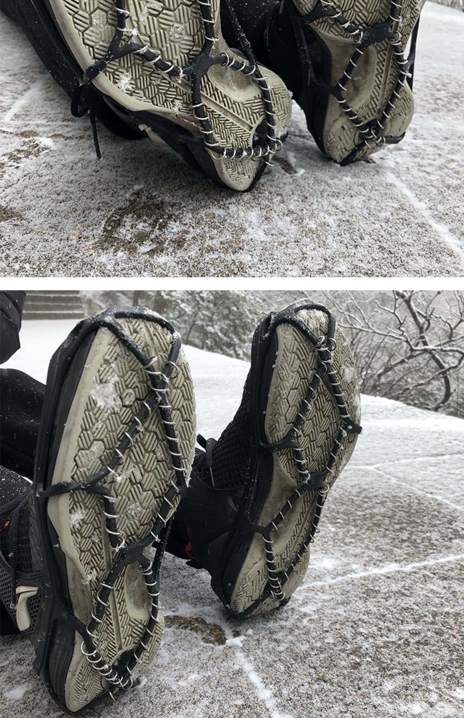 户外越野跑步冰雪地防滑鞋套轻量耐磨钢卷冰爪钓鱼冰链防滑链 l(40-45