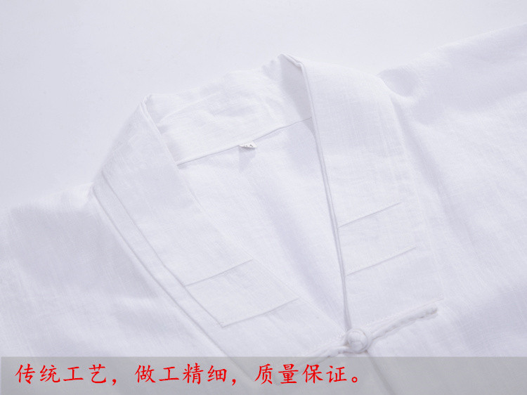 离拜 道士服装道家 棉麻对襟衣 裤套装对开亚麻道装太极服道袍 对襟