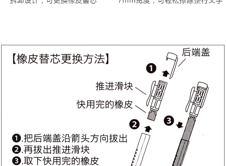 米诺蒂 自动橡皮擦按动式笔型超干净不留痕可爱铅笔式像皮檫进口儿童