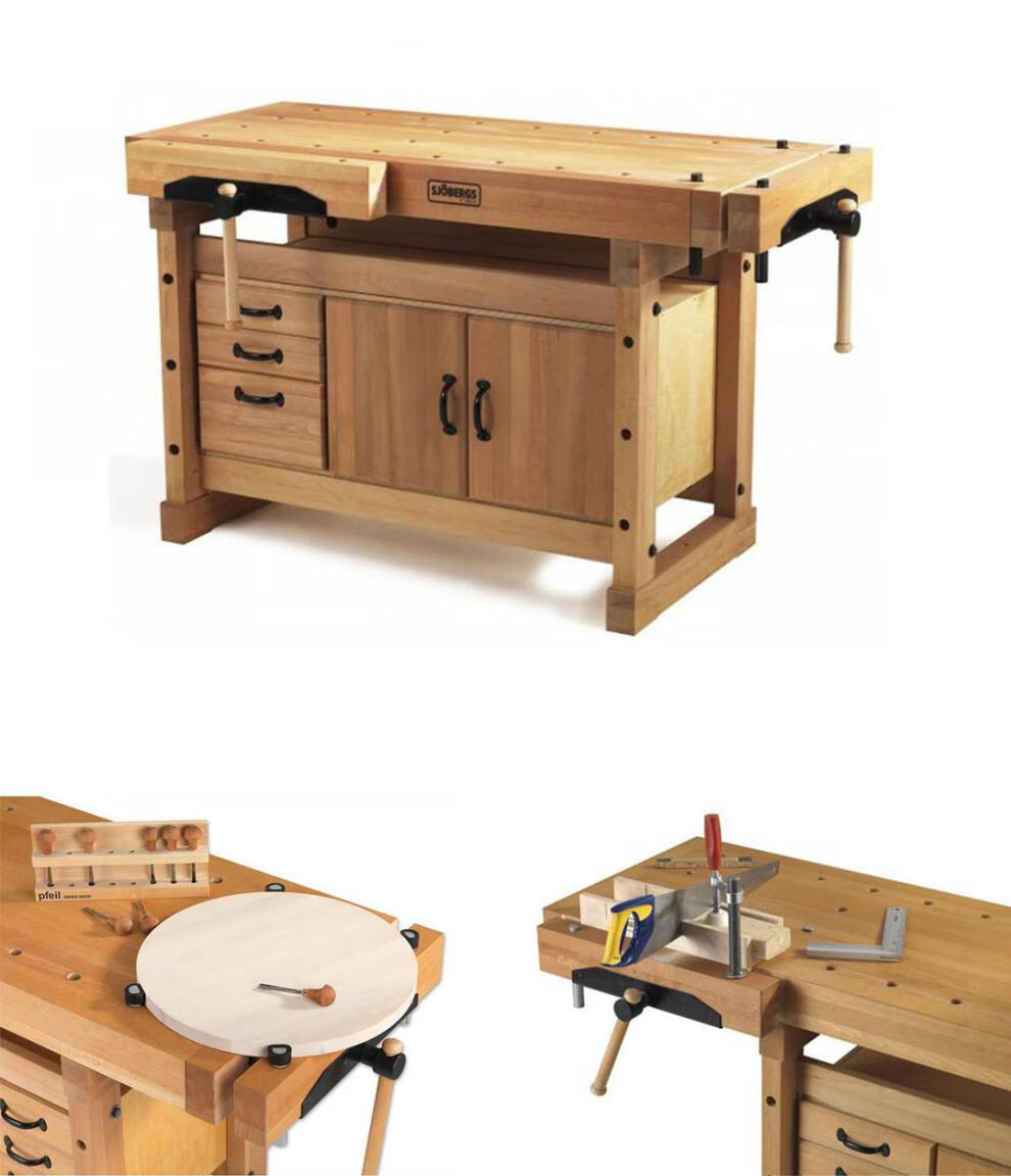 瑞典sjobergs木工桌工作台 钳夹配件实木 木工坊原装进口品物意匠