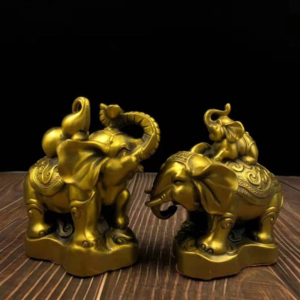 纯铜财福对象吸财象心形吉象客厅酒柜装饰品大象摆件乔迁礼品 2款葫芦