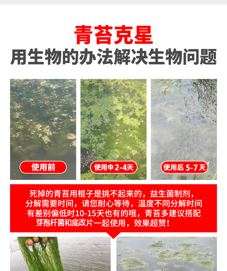 鱼塘速杀青苔灭绿藻池塘水质净化除绿水泥皮青苔克星丝藻净青苔杀200g