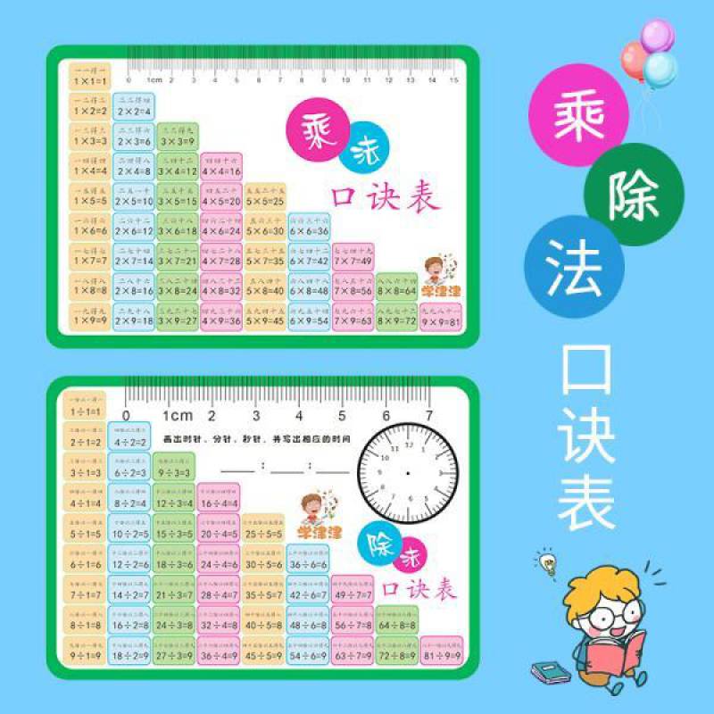 九九乘法口诀表卡片99乘法表口算卡二年级小学生数学全套除法随身 12