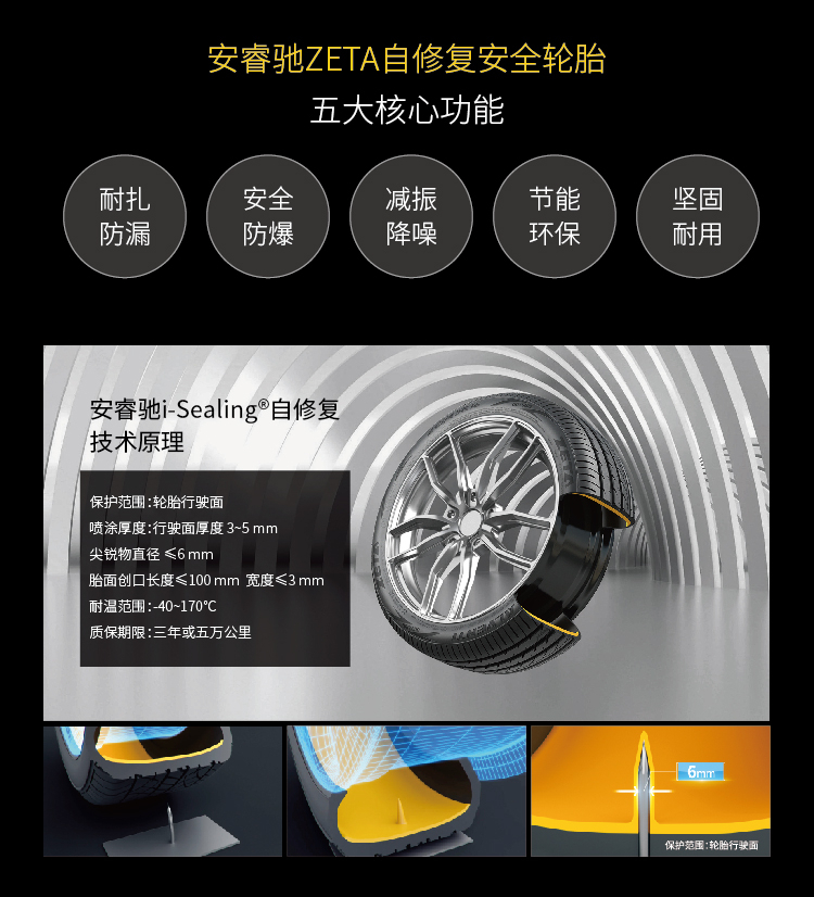 安睿驰zeta自修复安全轮胎275/40r20 impero耐扎防爆舒适静音