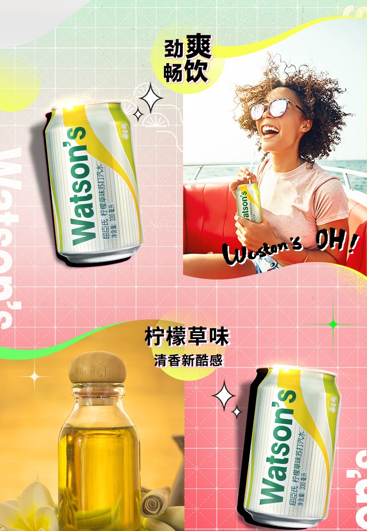 苏打汽水柠檬草原味盐味莫吉托香草味苏打水330ml24罐青柠汁苏打水420