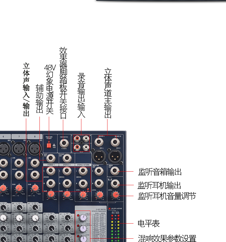 efx8 efx12专业调音台8路12路带效果工程会议演出可安装机柜 efx16 16