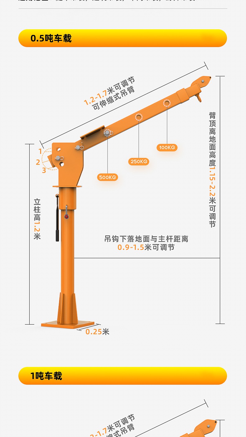 车载吊机12v24v随车起重小吊机提升机移动吊机家用小型1吨升降 12v500