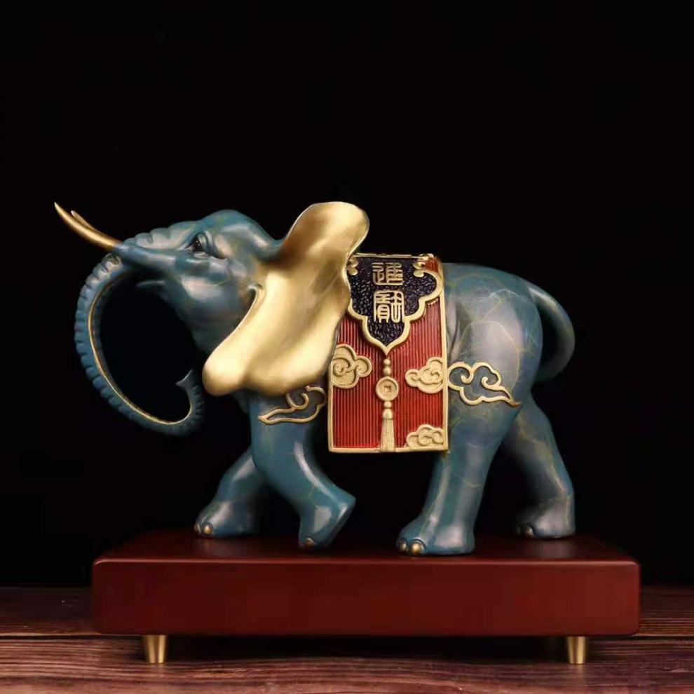 纯铜财福对象吸财象心形吉象客厅酒柜装饰品大象摆件乔迁礼品 2款葫芦