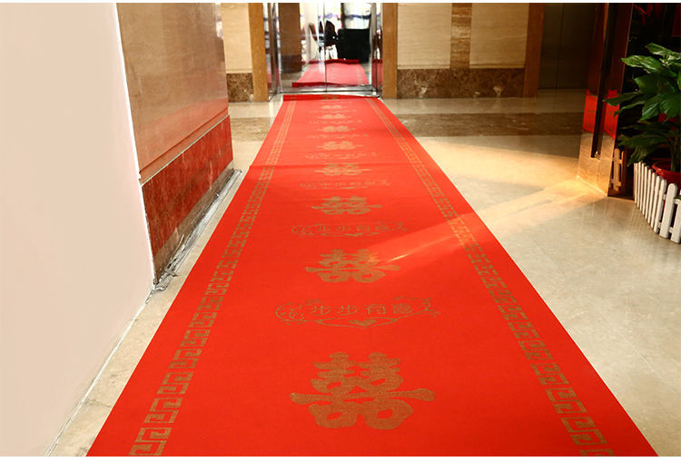 红地毯一次性婚庆结婚用地毯防滑加厚无纺布婚礼红色结婚楼梯步步有喜