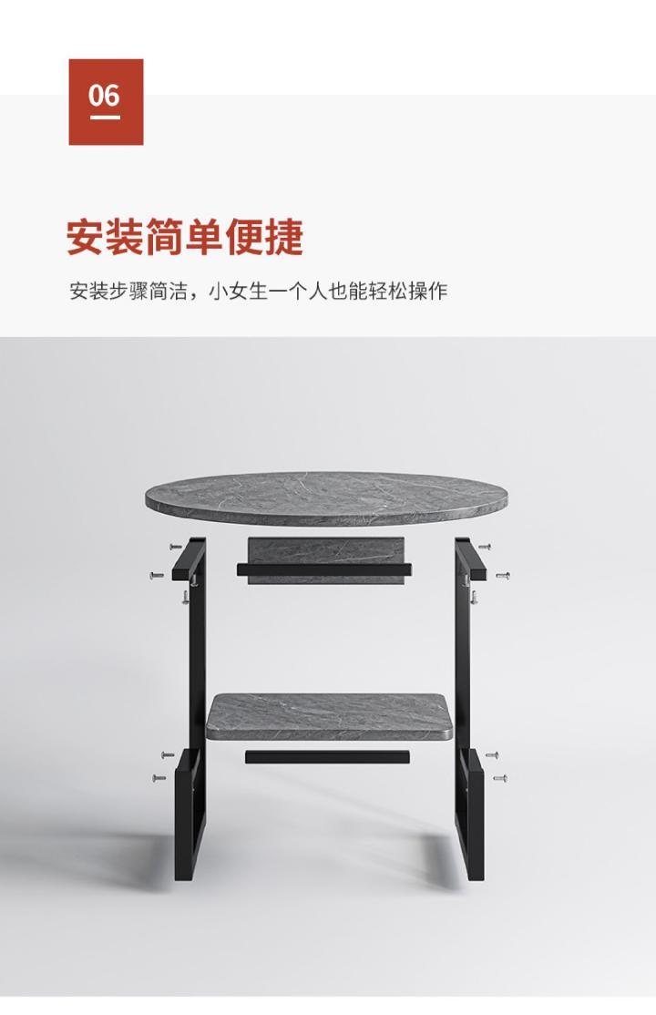 边几轻奢方几客厅小户型边柜侧边柜卧室简约小桌子小茶几 【经典款】岩板灰+黑架40*40CM