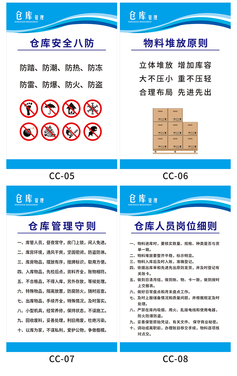 仓储安全管理制度牌全套仓库管理标语标准化海报墙贴上墙标识标志牌