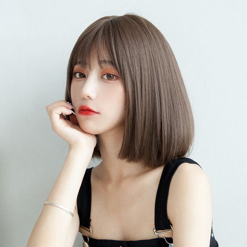 假发女短发真发圆脸网红bobo头内扣学生短直全头逼真短直发假发套冷