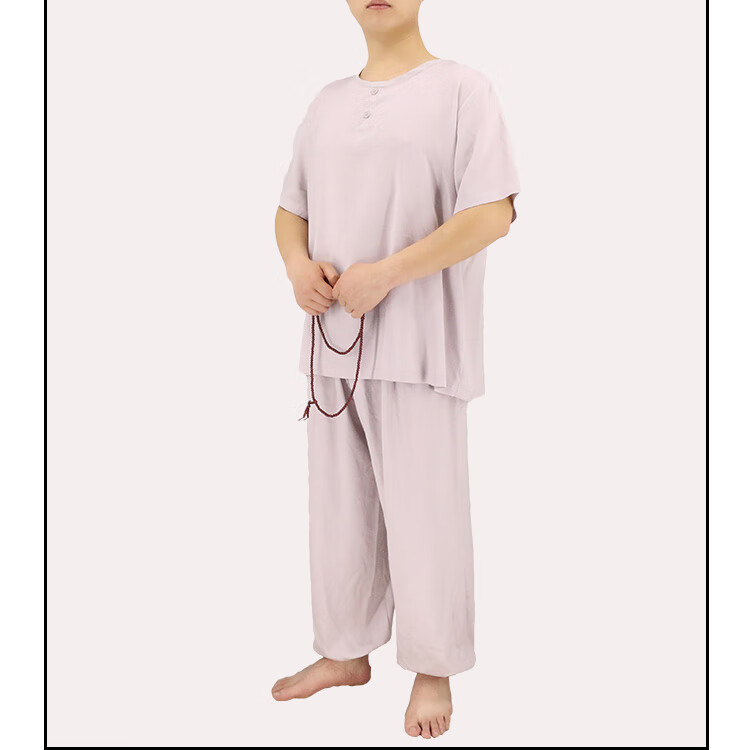 和尚衣服成人夏季短袖僧人比丘睡衣套装纯棉t恤男女款居士服僧服和尚