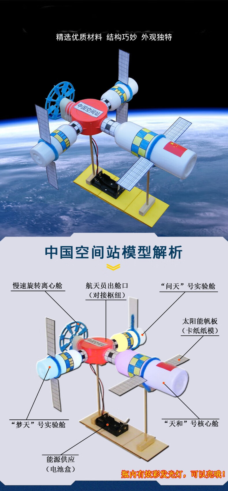 神州12号模型中国航天周边航天模型手工diy材料神州十二号科技小制作