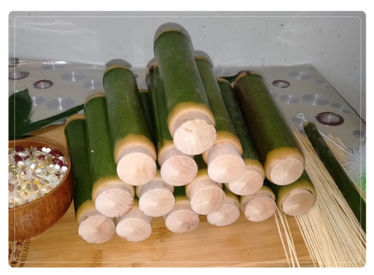 新鲜竹筒粽子竹筒带塞子劈开竹筒地摊家用商用竹筒饭模具绿色活塞款