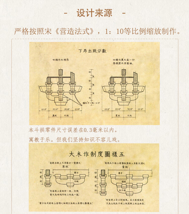 斗拱积木建筑模型宋式四铺作柱头斗栱教具实木古建筑榫卯积木