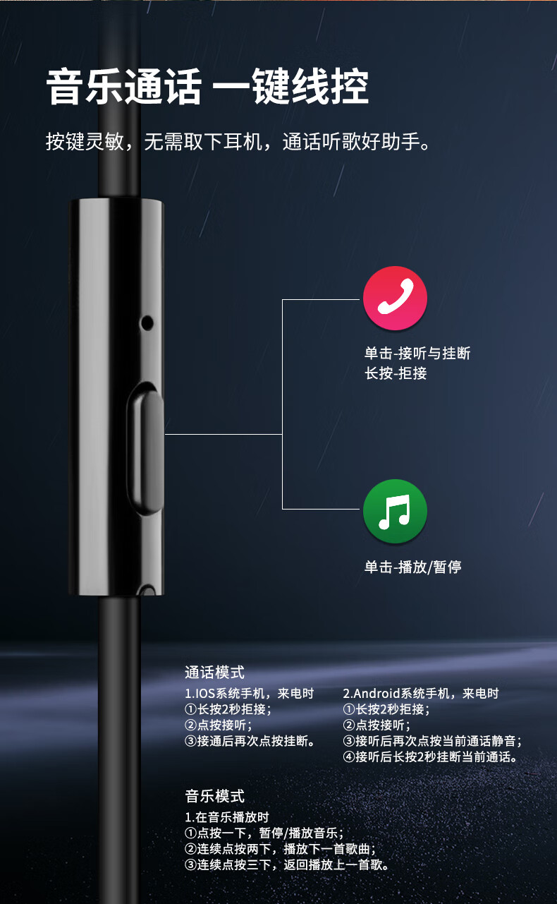 爱国者aigoa200有线耳机typec入耳式重低音尼龙线材耳麦带麦线控暗影