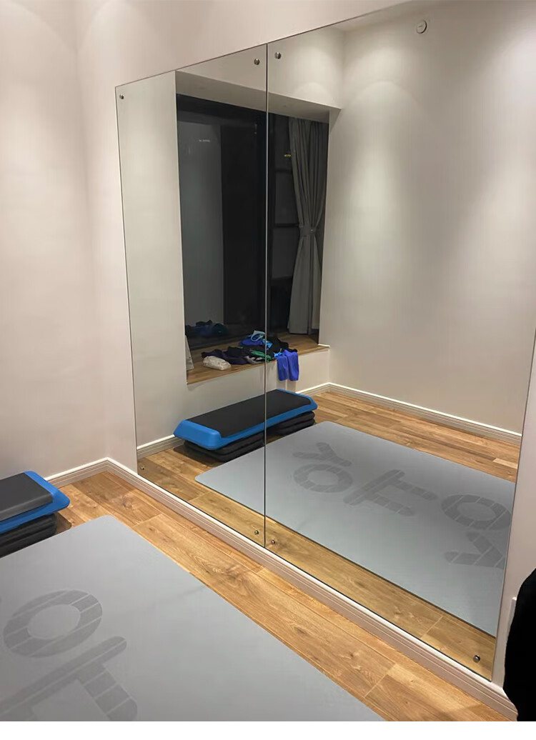 运动健身镜子舞蹈室贴墙玻璃大定制瑜伽健身房家用高清超白银镜包安装