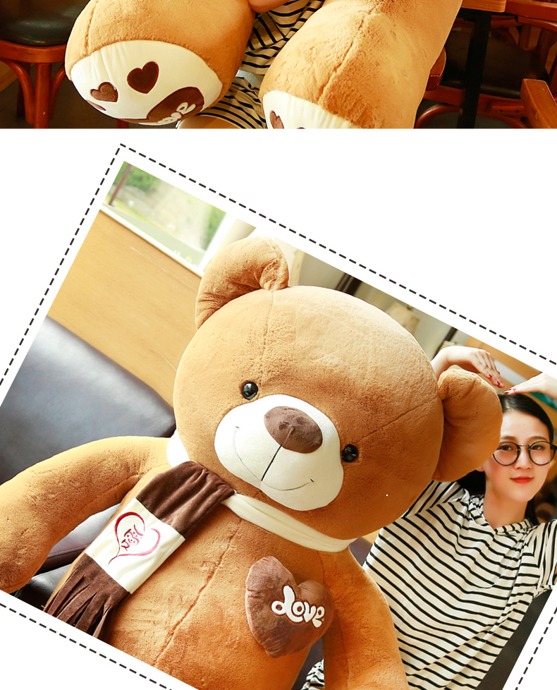 熊猫毛绒玩具公仔布娃娃抱抱熊大熊女生特大号泰迪熊玩偶超大可爱黄棕
